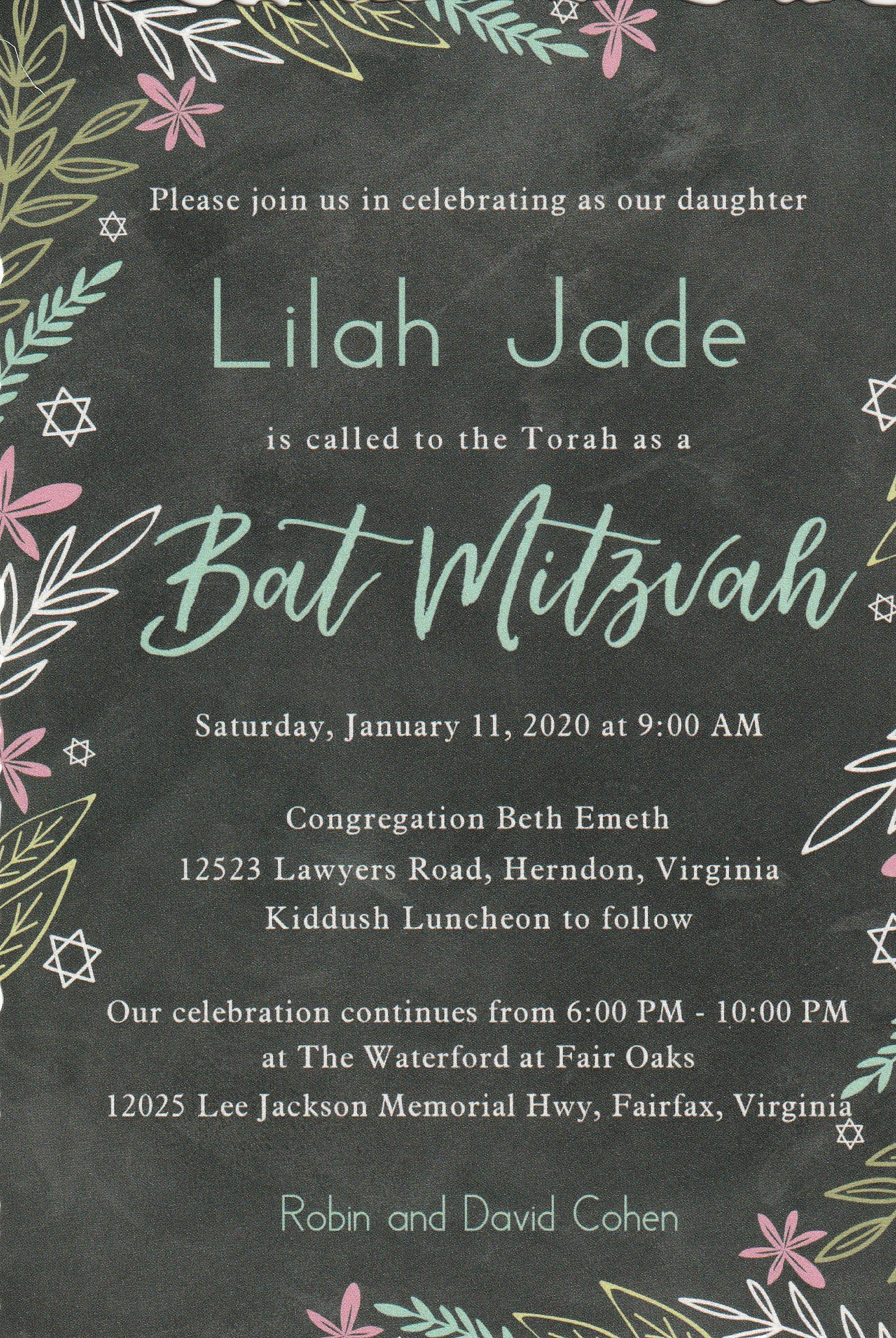 Invitation information